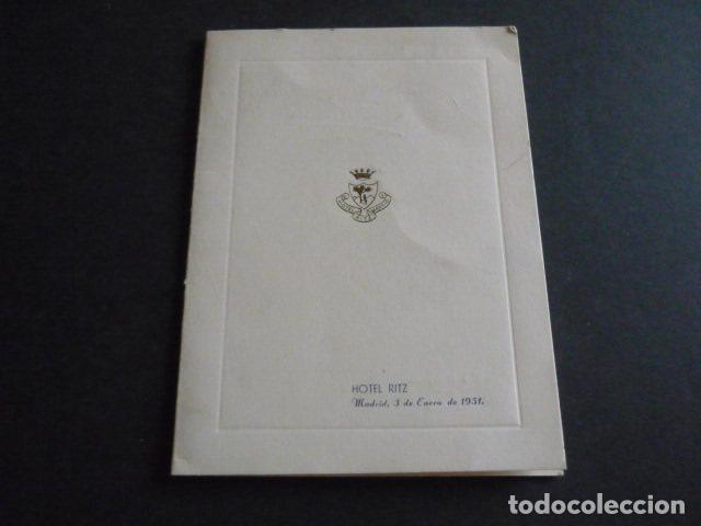 Documentos antiguos: MENU HOTEL RITZ MADRID 1961 - Foto 2
