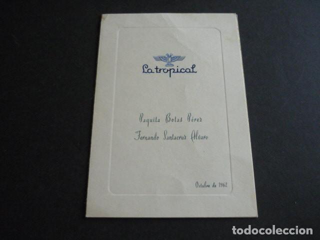 Documentos antiguos: MENU LA TROPICAL RESTAURANTE 1962 - Foto 1