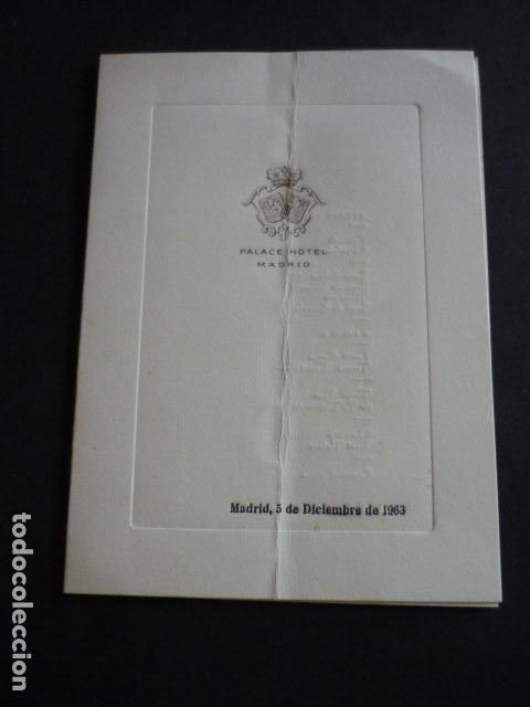 Documentos antiguos: MENU PALACE HOTEL MADRID 1963 - Foto 1