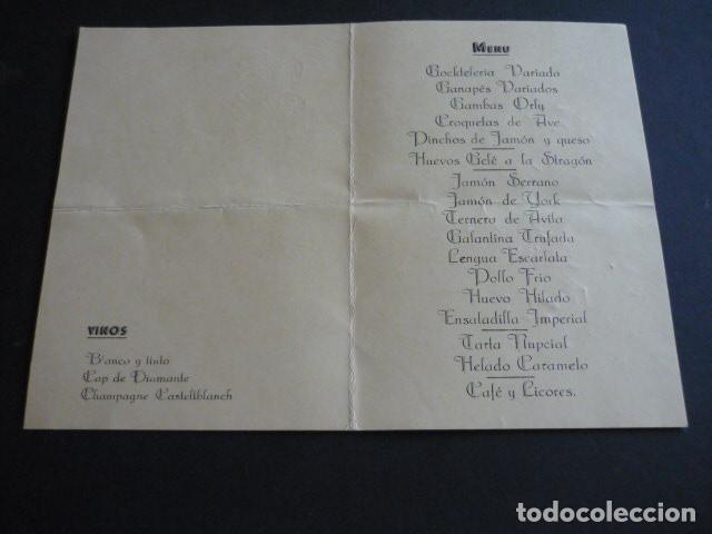 Documentos antiguos: MENU PAVILLON PARRILLA RETIRO MADRID 1962 - Foto 2