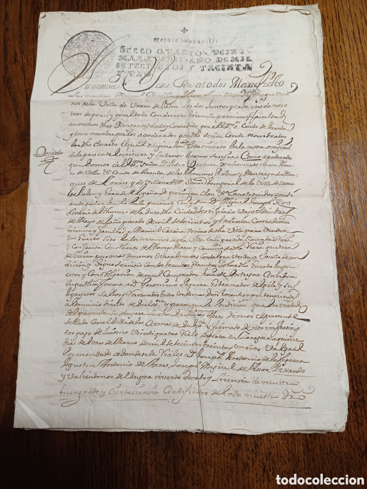 Documentos antiguos: Documento notarial. tres manuscritos siglos XVIII - XIX - Foto 1