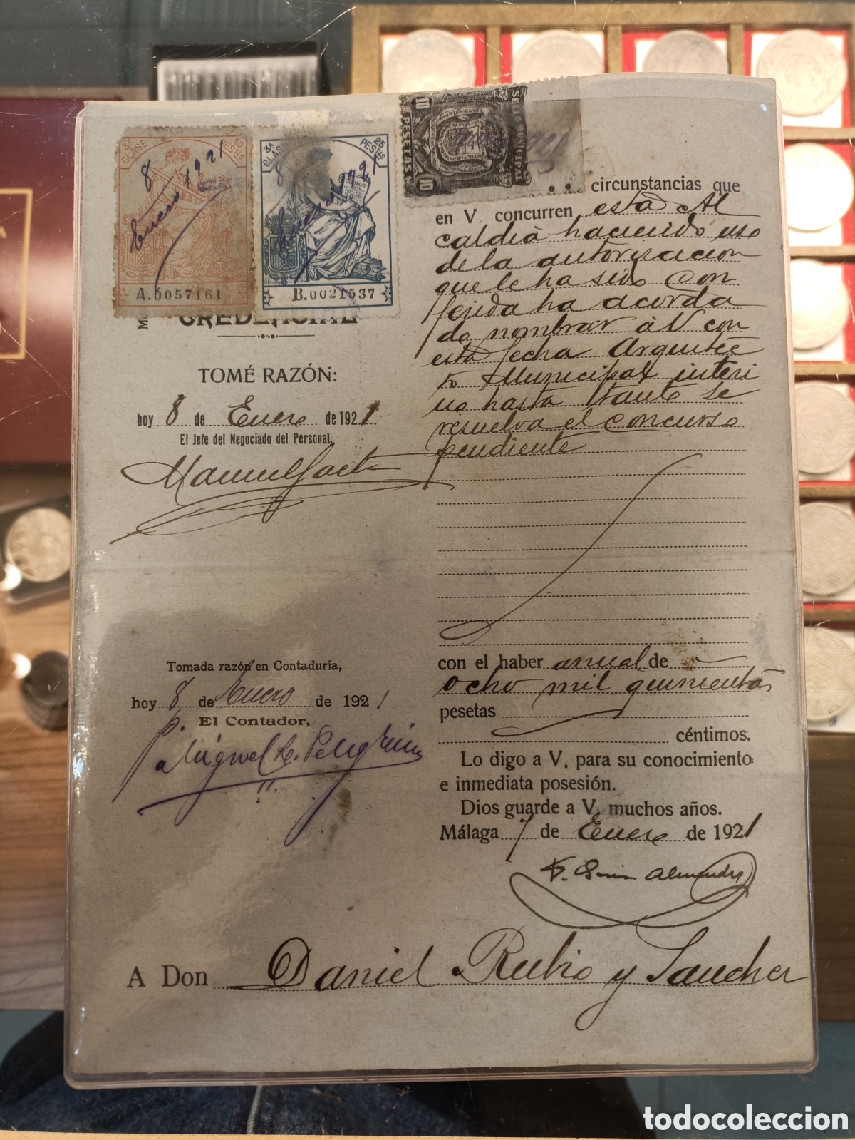 Documentos antiguos: DOCUMENTO TOME RAZ&Oacute;N ENERO DE 1921 - Foto 1
