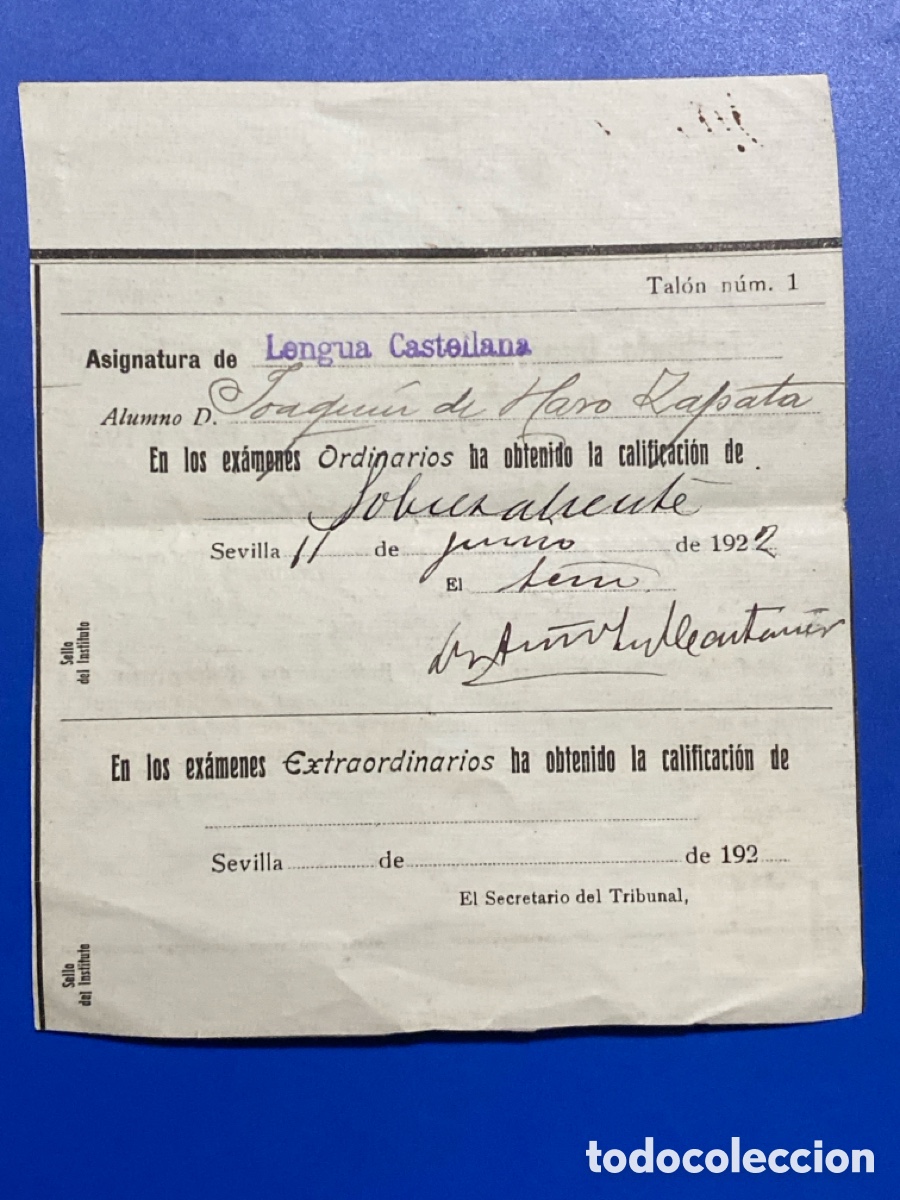 Documentos antiguos: Instituto general y t&eacute;cnico de Sevilla 1922 - Foto 2
