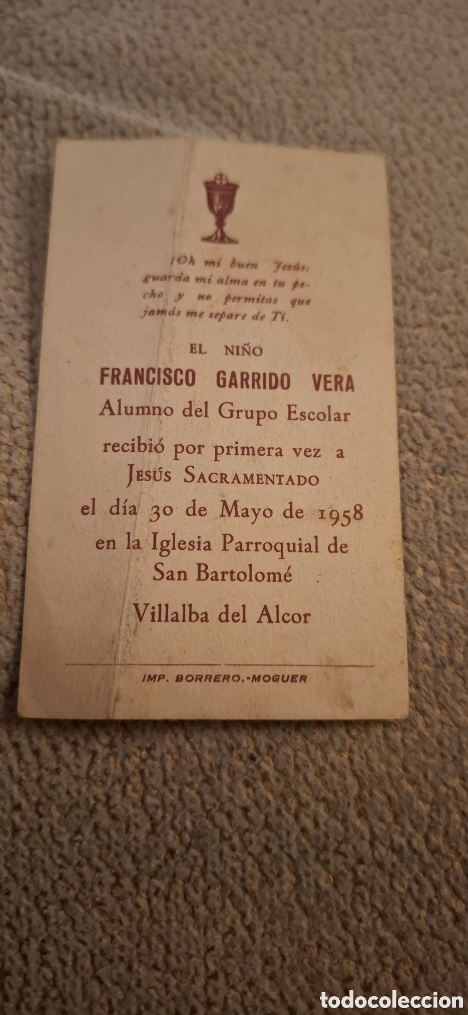 Documentos antiguos: RECUERDO PRIMERA COMUNI&Oacute;N 1958 - Foto 2