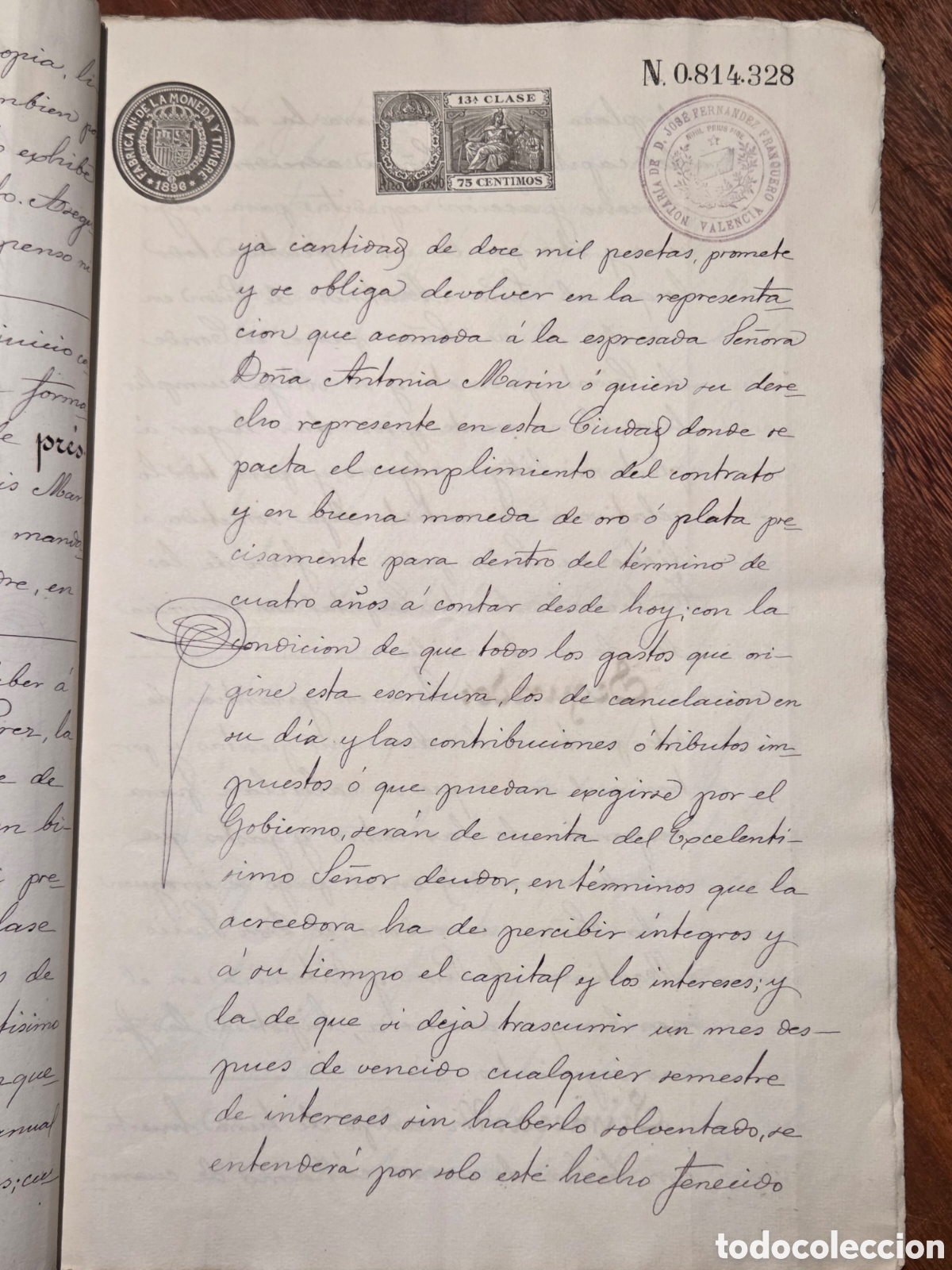 Documentos antiguos: VALENCIA 1896 ESCRITURA DE PR&Eacute;STAMO CON HIPOTECA - Foto 3