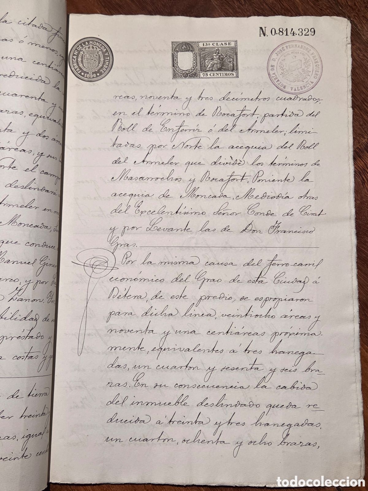 Documentos antiguos: VALENCIA 1896 ESCRITURA DE PR&Eacute;STAMO CON HIPOTECA - Foto 4