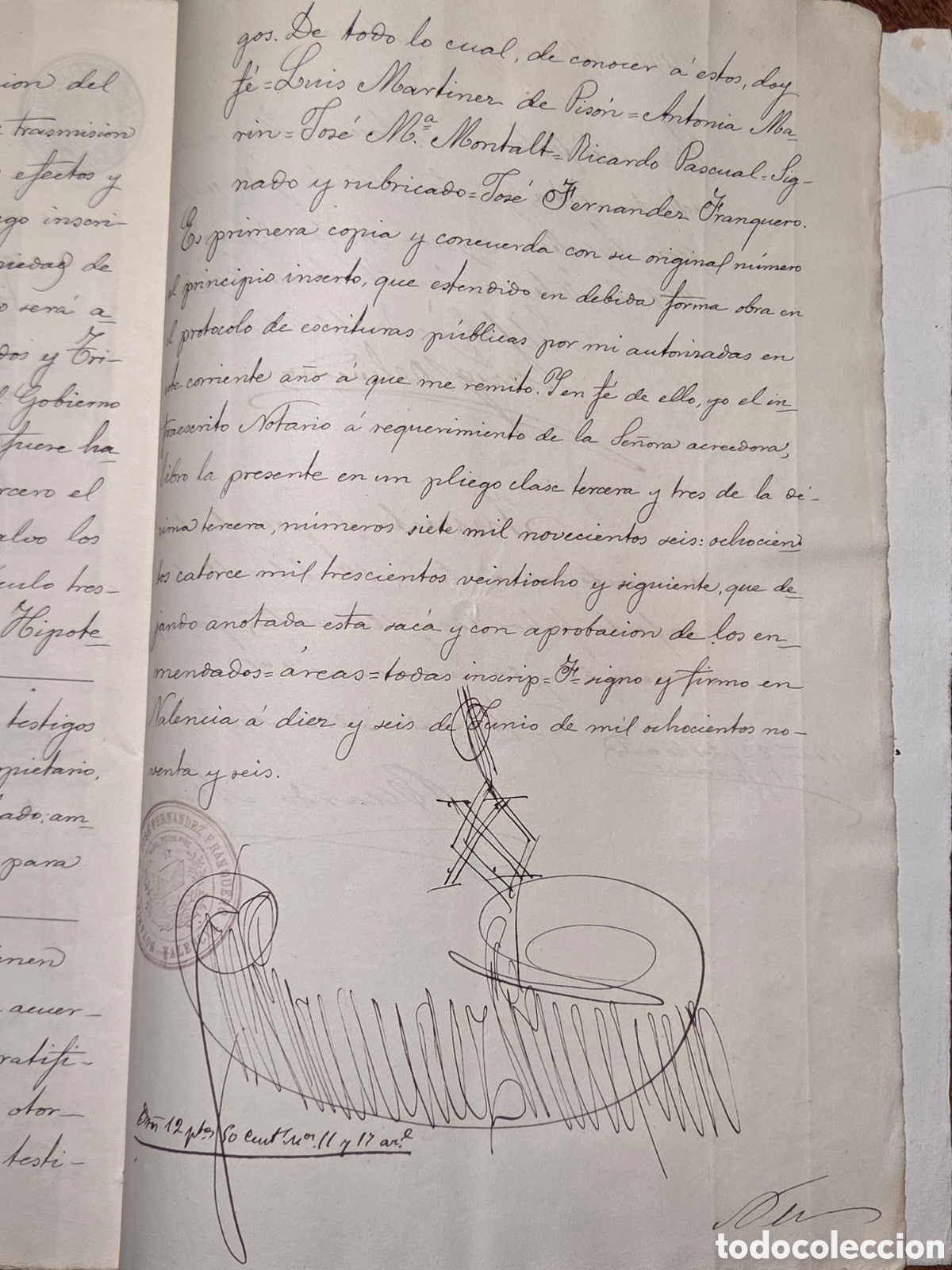 Documentos antiguos: VALENCIA 1896 ESCRITURA DE PR&Eacute;STAMO CON HIPOTECA - Foto 7