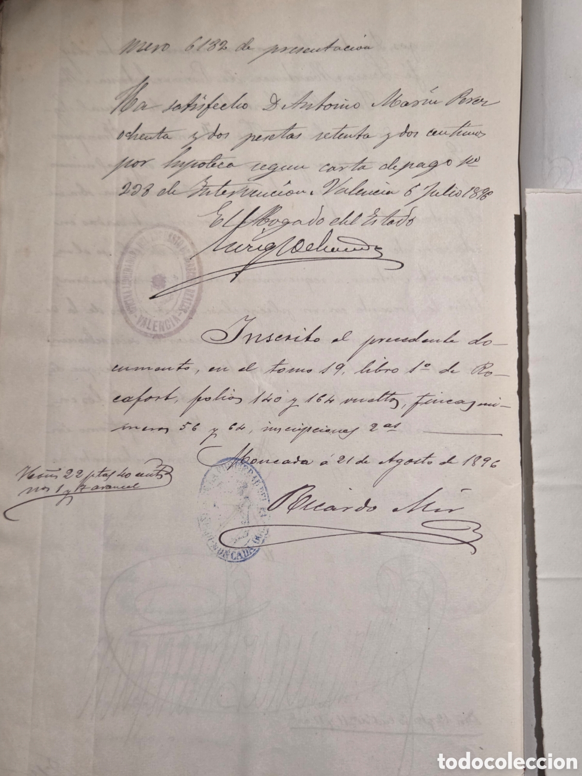 Documentos antiguos: VALENCIA 1896 ESCRITURA DE PR&Eacute;STAMO CON HIPOTECA - Foto 8