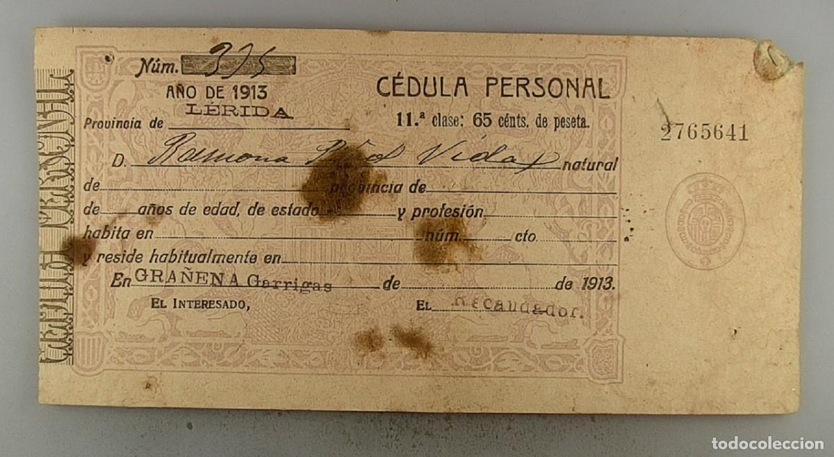 Documentos antiguos: C&eacute;dula de identidad del a&ntilde;o 1913 - Foto 1