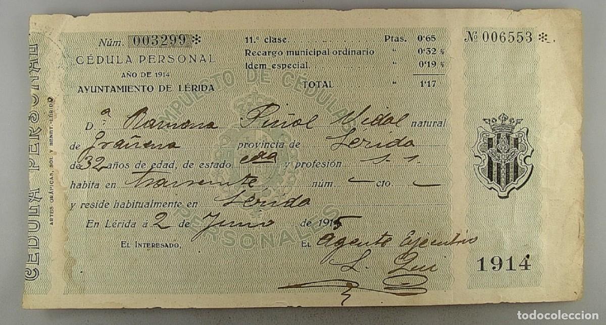 Documentos antiguos: C&eacute;dula de identidad del a&ntilde;o 1914 - Foto 1