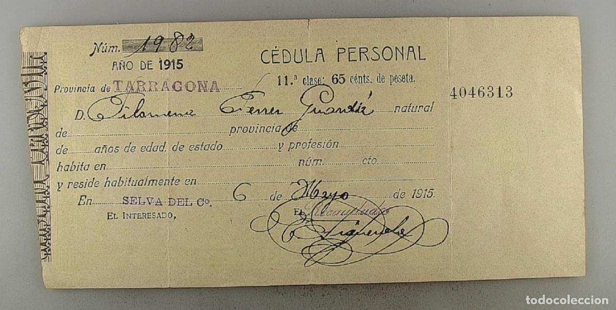 Documentos antiguos: C&eacute;dula de identidad del a&ntilde;o 1915 - Foto 1