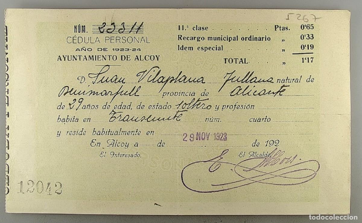 Documentos antiguos: C&eacute;dula de identidad del a&ntilde;o 1923 - 1924 - Foto 1