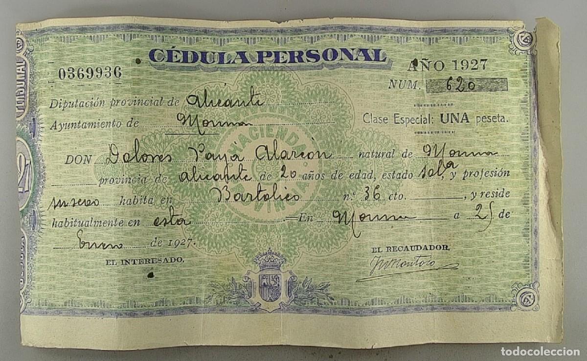 Documentos antiguos: C&eacute;dula de identidad del a&ntilde;o 1927 - Foto 1