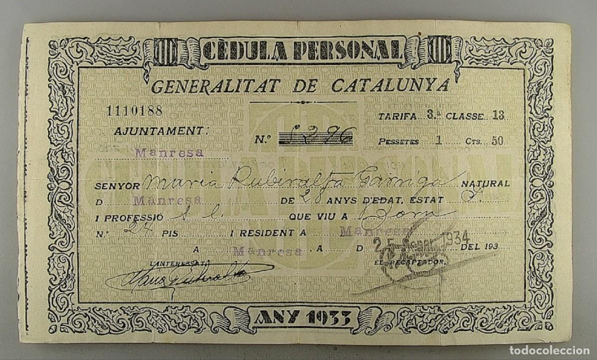 Documentos antiguos: C&eacute;dula de identidad del a&ntilde;o 1933 - Foto 1