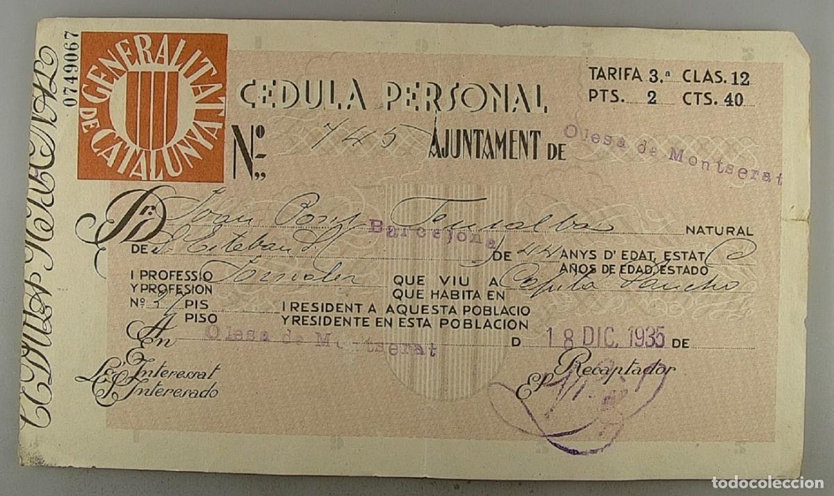 Documentos antiguos: C&eacute;dula de identidad del a&ntilde;o 1935 - Foto 1