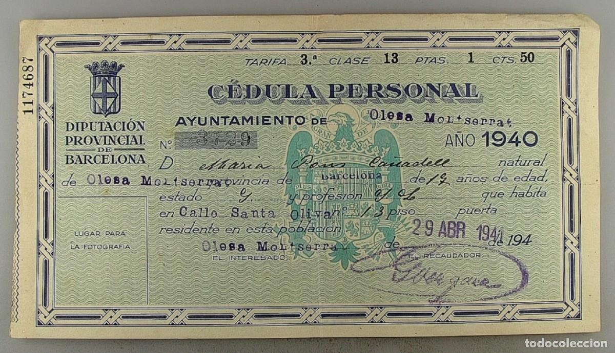 Documentos antiguos: C&eacute;dula de identidad del a&ntilde;o 1940 - Foto 1