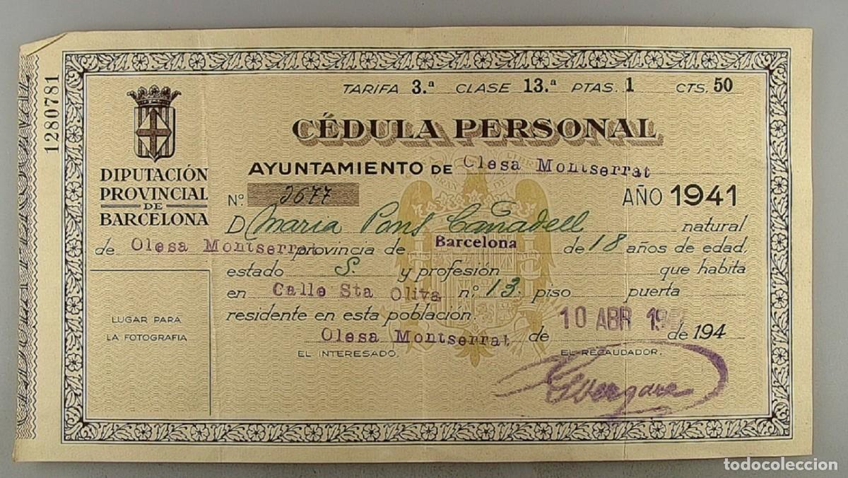 Documentos antiguos: C&eacute;dula de identidad del a&ntilde;o 1941 - Foto 1