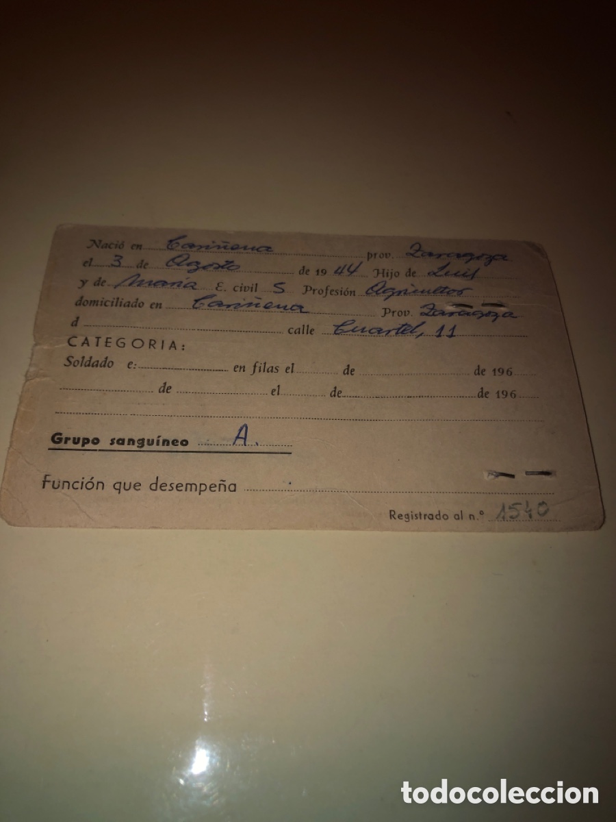 Documentos antiguos: Documento militar (infanter&iacute;a) - Foto 2