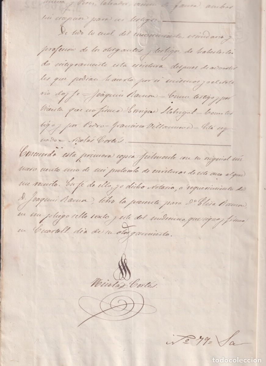 Documentos antiguos: VENTA DE UNA TIERRA DE VI&Ntilde;AS EN CUARTELL (VALENCIA) EN 1873 - Foto 3