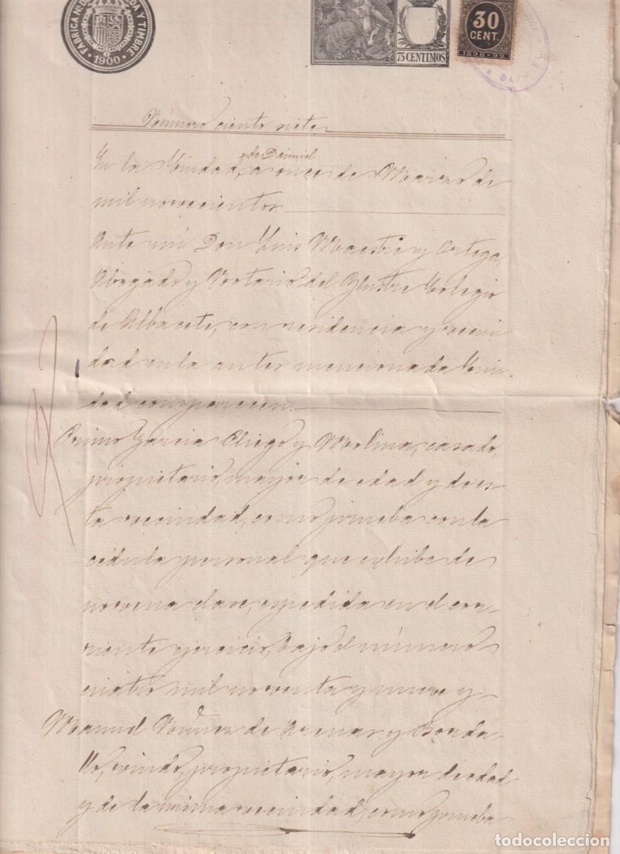Documentos antiguos: VENTA NOTARIAL DE UNA HAZA EN DAIMIEL CIUDAD REAL EN 1900 - Foto 2