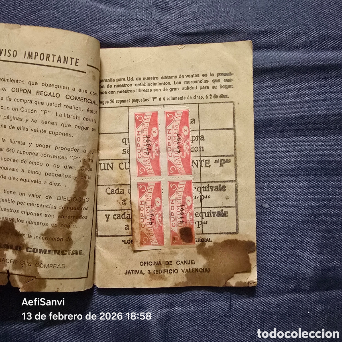 Documentos antiguos: CUP&Oacute;N REGALO COMERCIAL - Foto 2