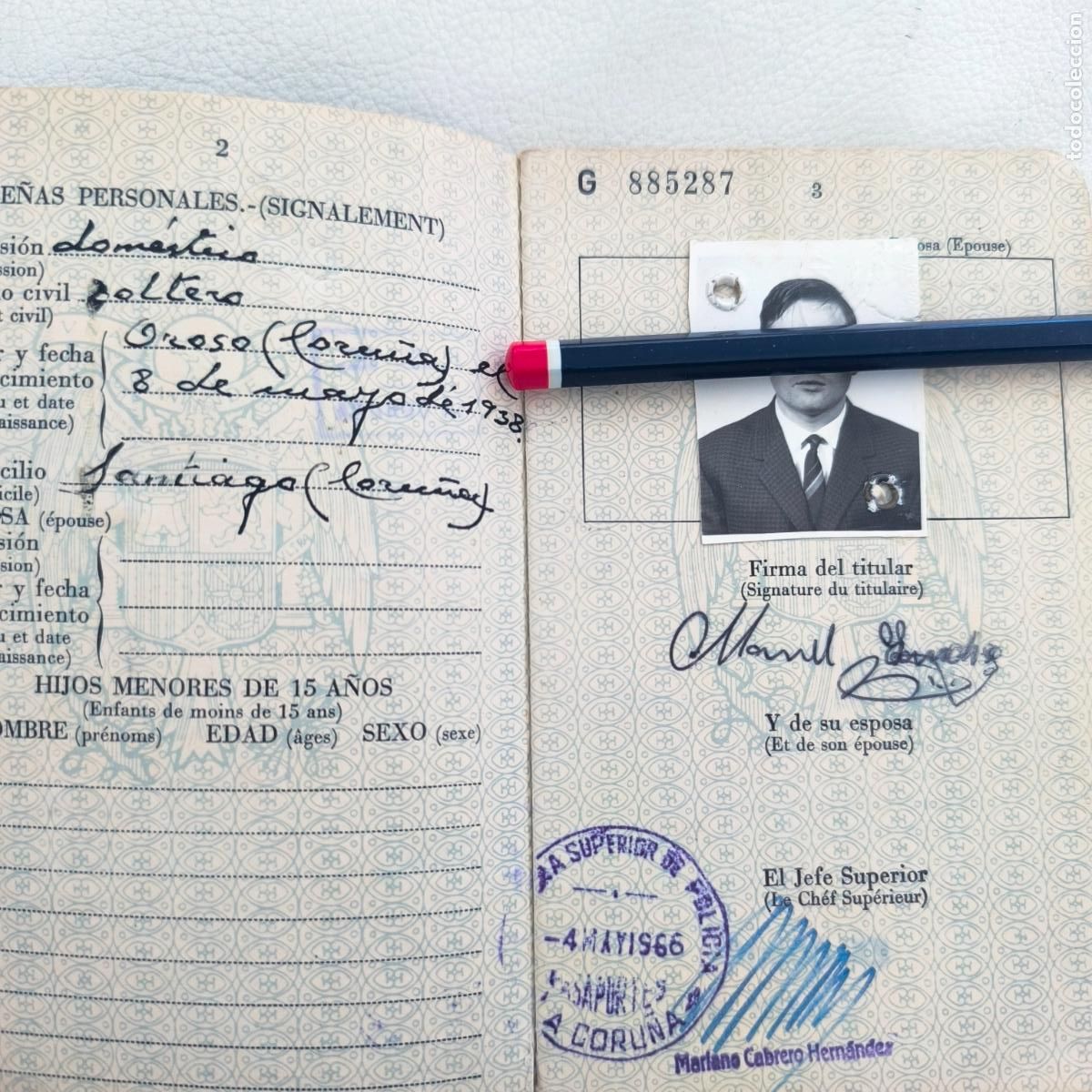 Documentos antiguos: Pasaporte Espa&ntilde;a espa&ntilde;ol 1966 - Foto 3