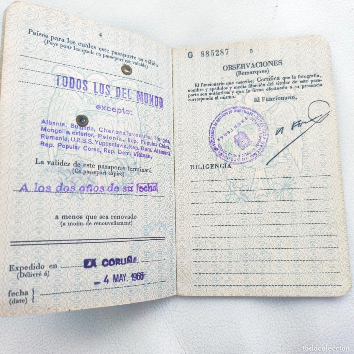 Documentos antiguos: Pasaporte Espa&ntilde;a espa&ntilde;ol 1966 - Foto 4