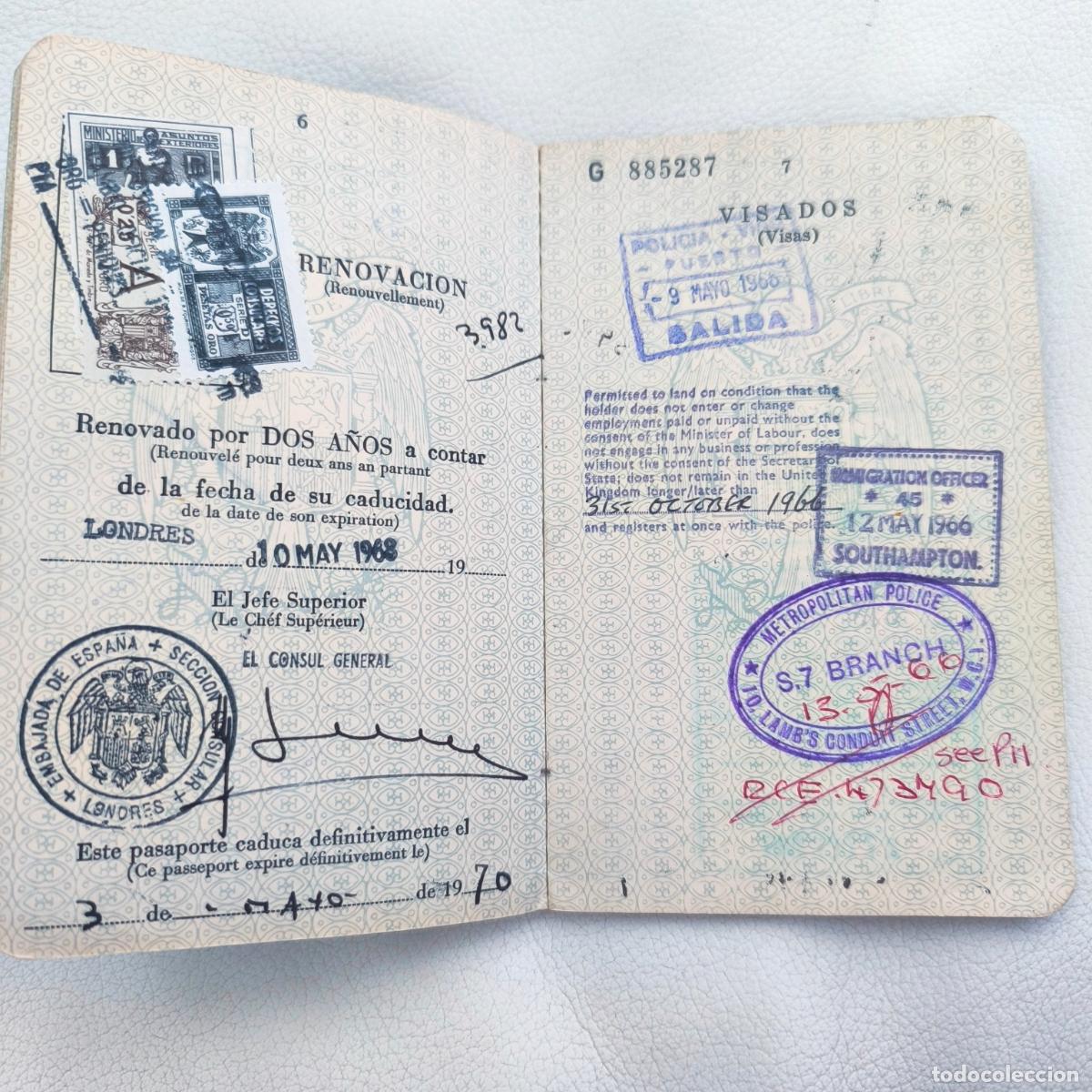 Documentos antiguos: Pasaporte Espa&ntilde;a espa&ntilde;ol 1966 - Foto 5
