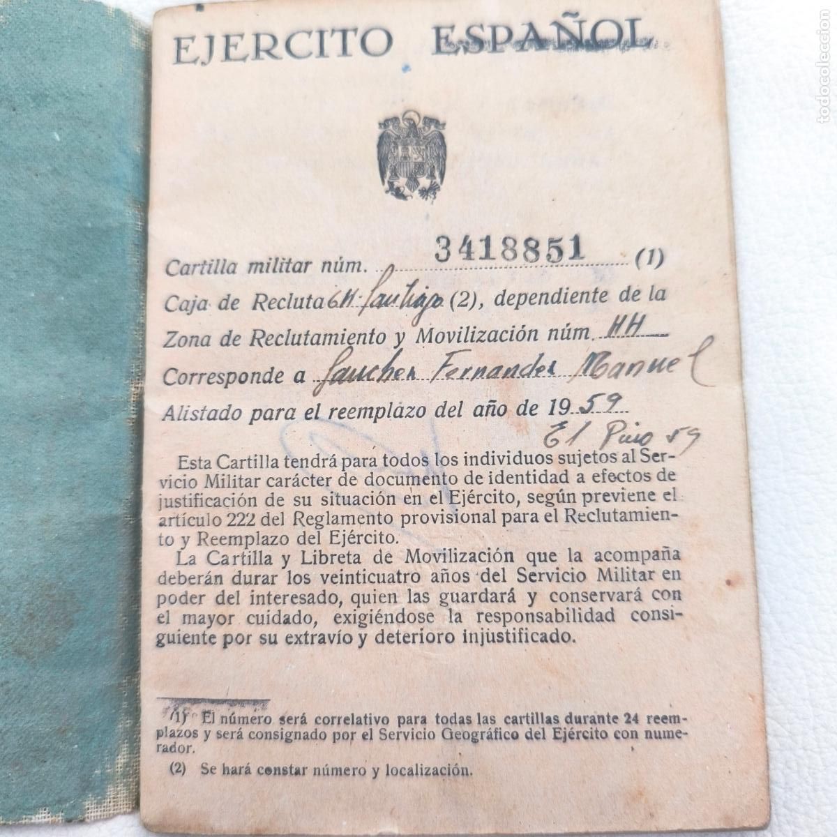 Documentos antiguos: Cartilla militar ej&eacute;rcito Espa&ntilde;a espa&ntilde;ol 1964 - Foto 2