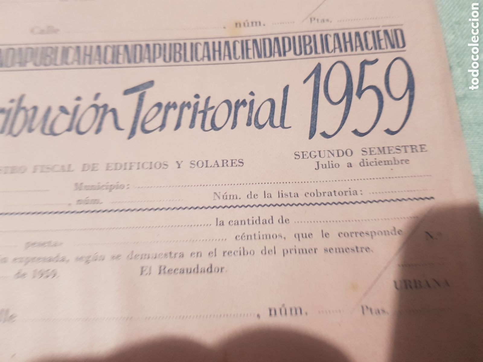 Documentos antiguos: Sin uso documentos de contribucion 1959 - Foto 4