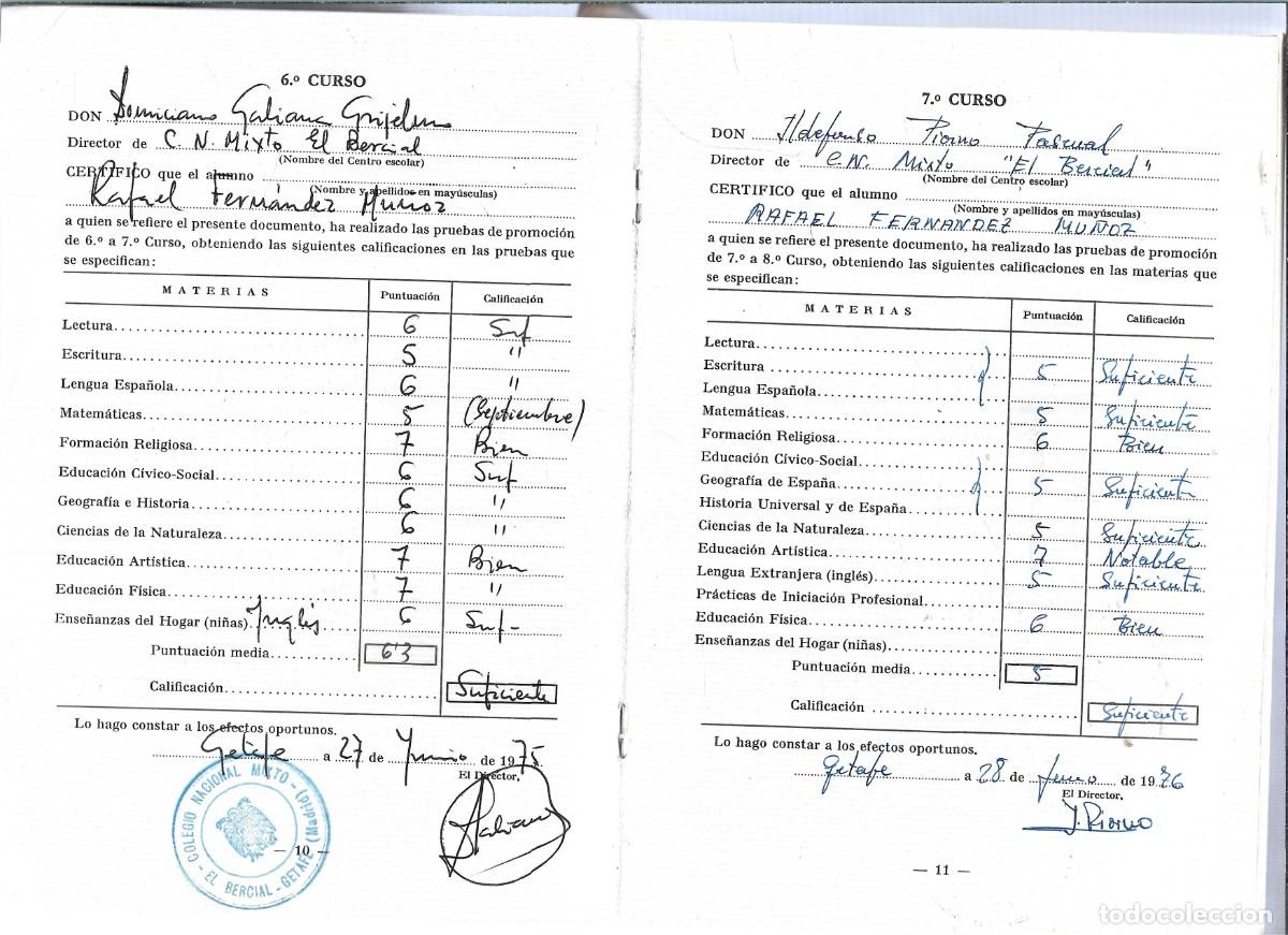 Documentos antiguos: P- LIBRO DE ESCOLARID DE ENSE&Ntilde;ANZA PRIMARIA DE SEPTBRE1.968 - Foto 5
