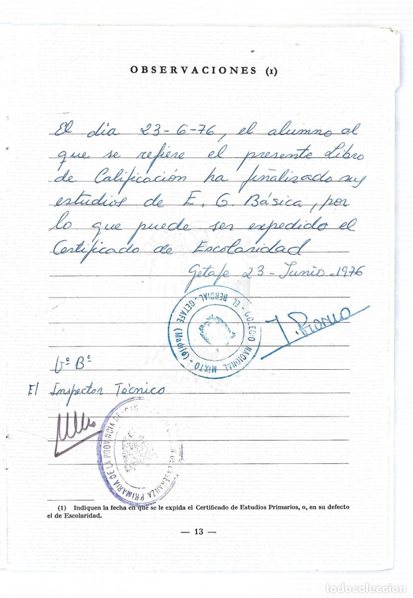 Documentos antiguos: P- LIBRO DE ESCOLARID DE ENSE&Ntilde;ANZA PRIMARIA DE SEPTBRE1.968 - Foto 7