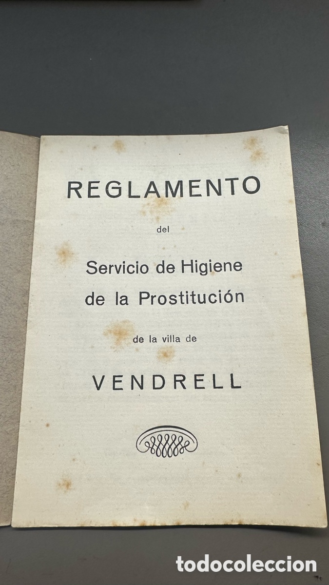 Documentos antiguos: Carnet prostitucion Vendrell 1920 Reglamento de normas - Foto 7