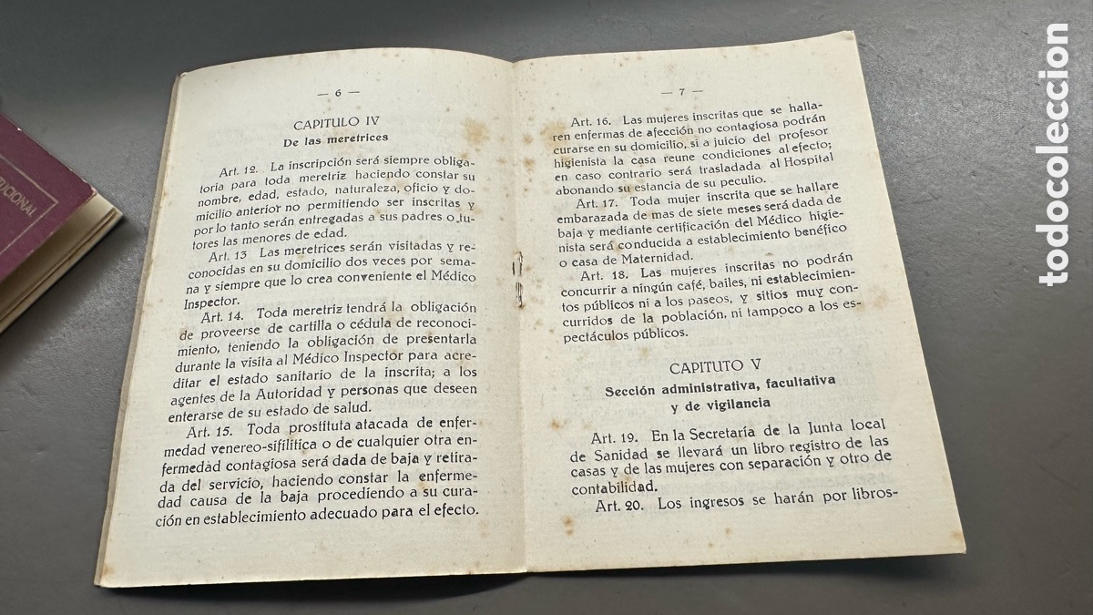 Documentos antiguos: Carnet prostitucion Vendrell 1920 Reglamento de normas - Foto 9