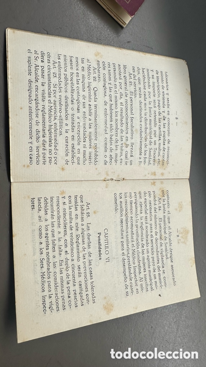 Documentos antiguos: Carnet prostitucion Vendrell 1920 Reglamento de normas - Foto 10