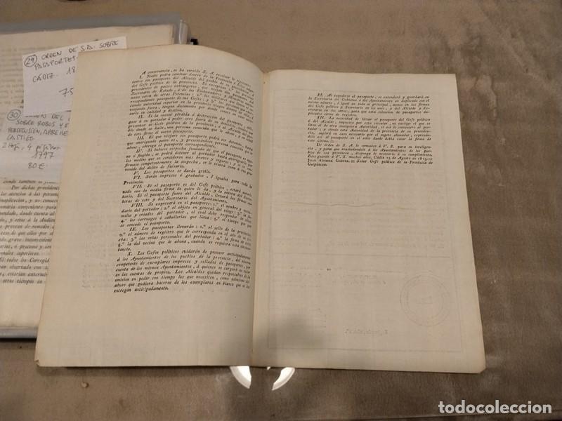 Documentos antiguos: 1813, ORDENES DE S.A. SOBRE PASAPORTES - Foto 2