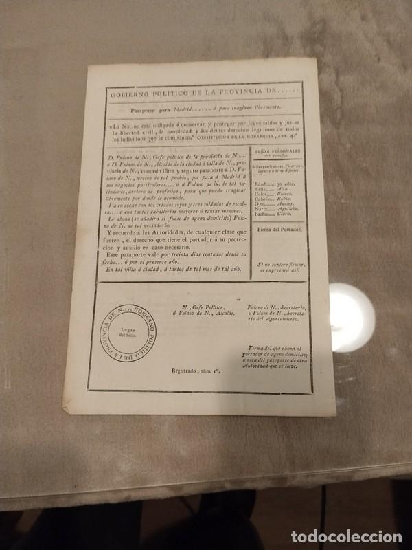 Documentos antiguos: 1813, ORDENES DE S.A. SOBRE PASAPORTES - Foto 3