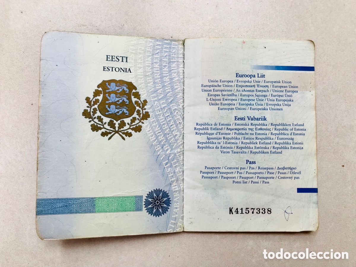 Documentos antiguos: Pasaporte Estonia/Estonia Passport - Foto 2