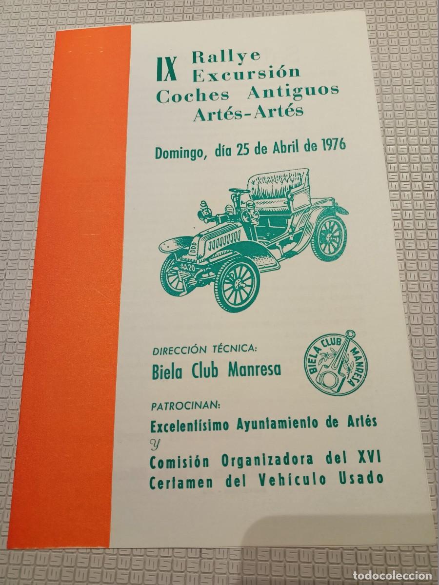 Documentos antiguos: PROGRAMA E ITINERARIO DEL IX RALLYE EXCURSION COCHES ANTIGUOS ARTES A&Ntilde;O 1976 - Foto 1
