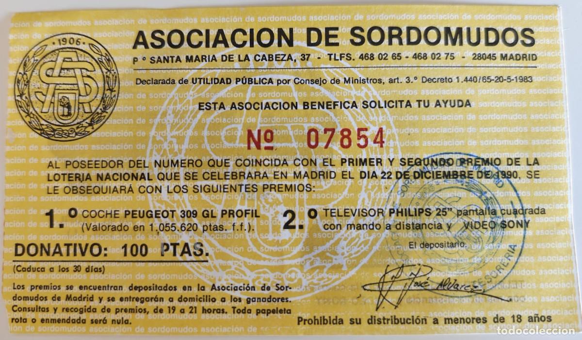 Documentos antiguos: Sorteo Asociaci&oacute;n Sordomudos 1990 - Foto 1