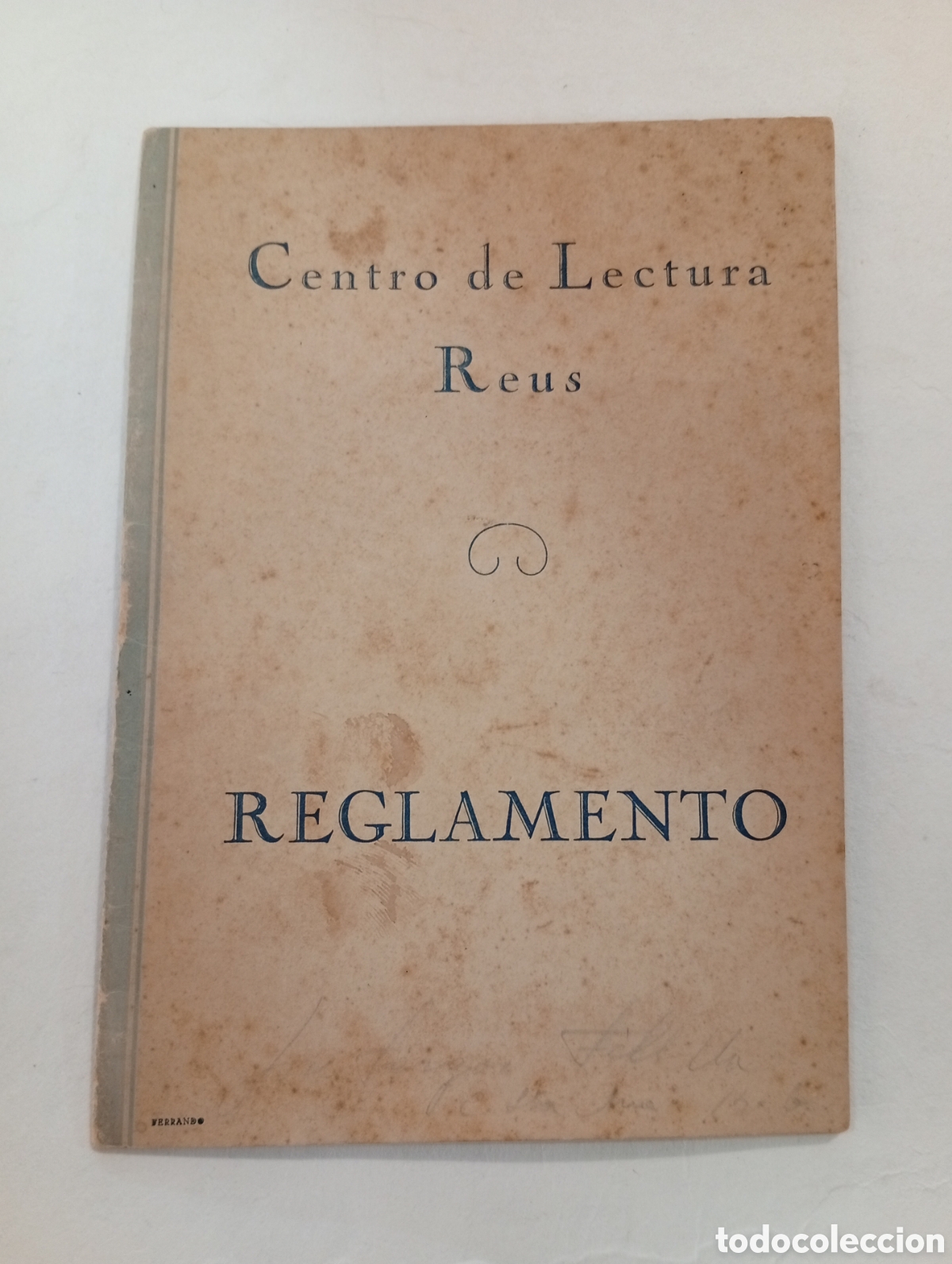 Documentos antiguos: Reglamento Centro de lectura de Reus t&iacute;tulo socio 1950 - Foto 1