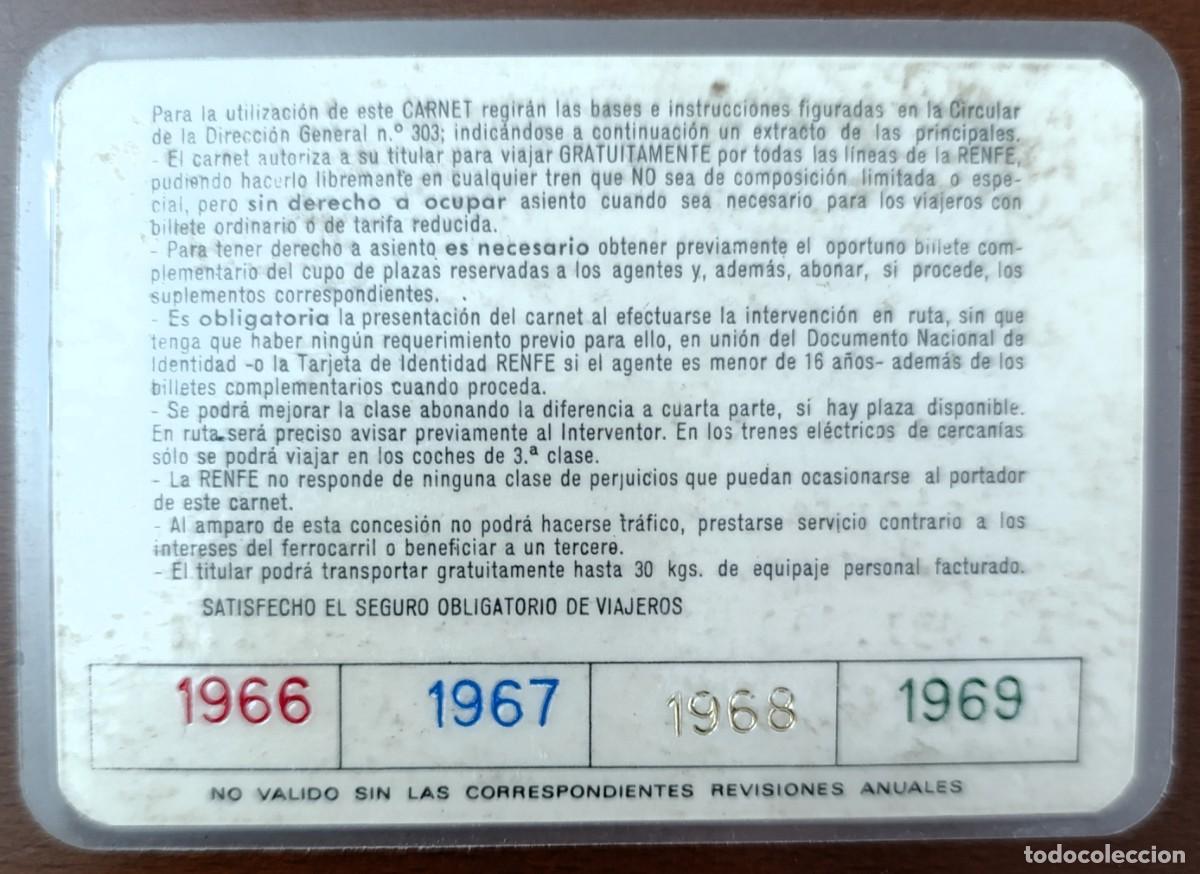 Documentos antiguos: RENFE. CARNET FERROVIARIO 1965 - Foto 2