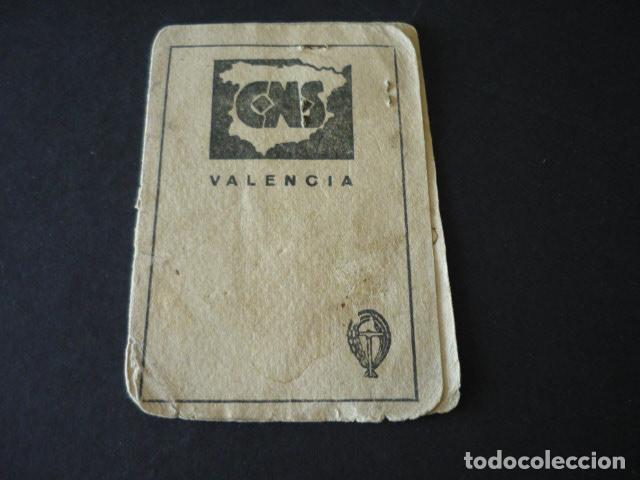 Documentos antiguos: CARNET CENTRAL NACIONAL SINDICALISTA VALENCIA 1940 - Foto 1