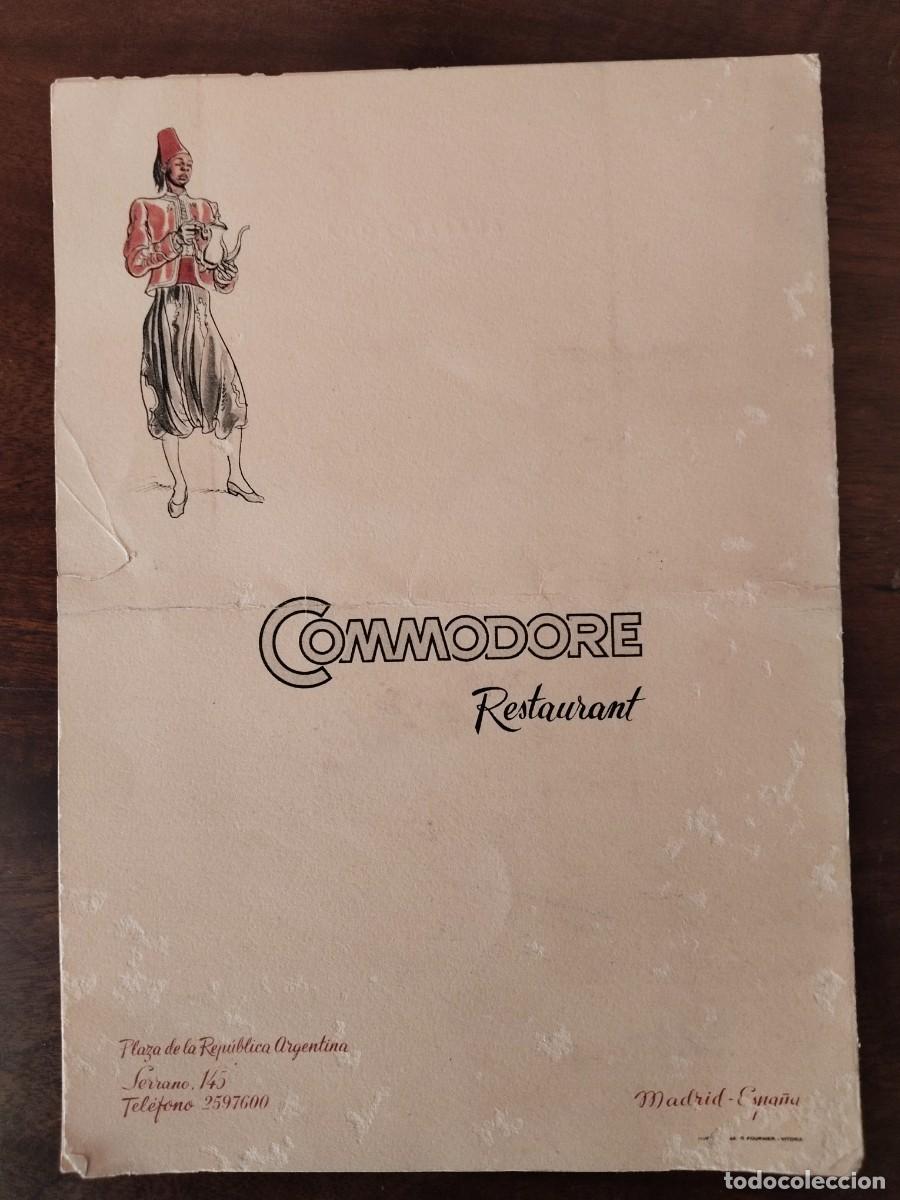 Documentos antiguos: Bonita carta del Commodore Restaurant. Madrid 1966. - Foto 3