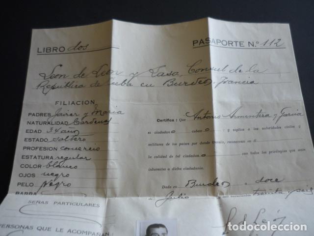 Documentos antiguos: PASAPORTE DIPLOMATICO CONSUL DE LA REPUBLICA DE CUBA EN BURDEOS 1936 - Foto 2