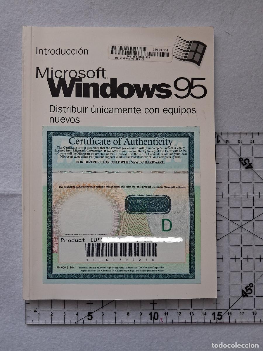 Documentos antiguos: Windows 95 Certificado e introducci&oacute;n. Licencia. 87 p&aacute;ginas - Foto 1