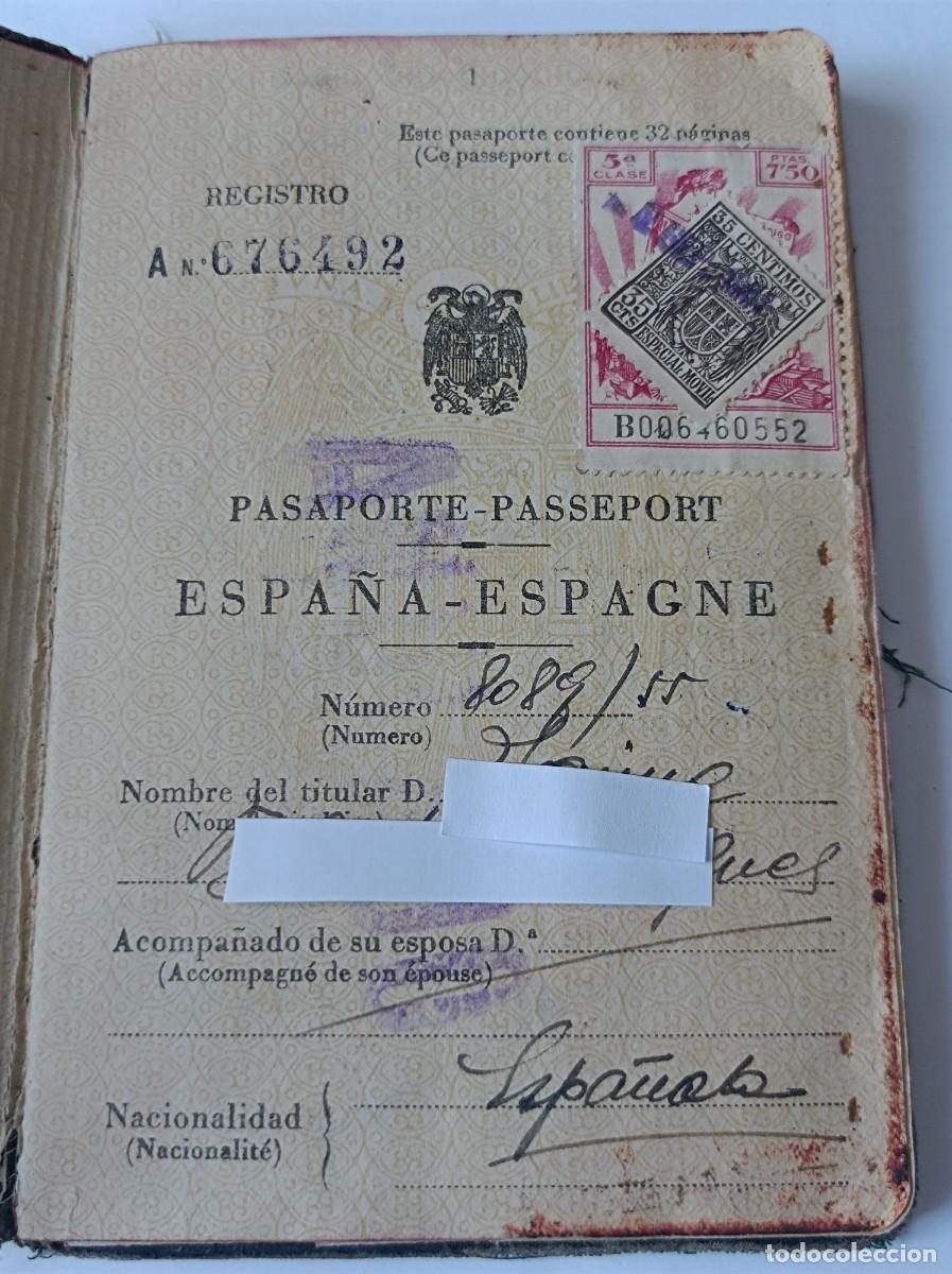 Documentos antiguos: PASAPORTE ESPA&Ntilde;A 1955 INCLUYE DOCUMENTOS FRANCESES - Foto 3