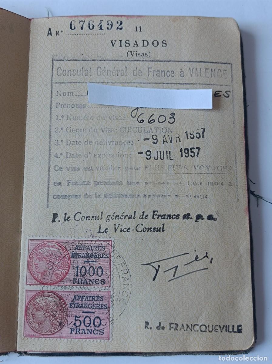 Documentos antiguos: PASAPORTE ESPA&Ntilde;A 1955 INCLUYE DOCUMENTOS FRANCESES - Foto 13