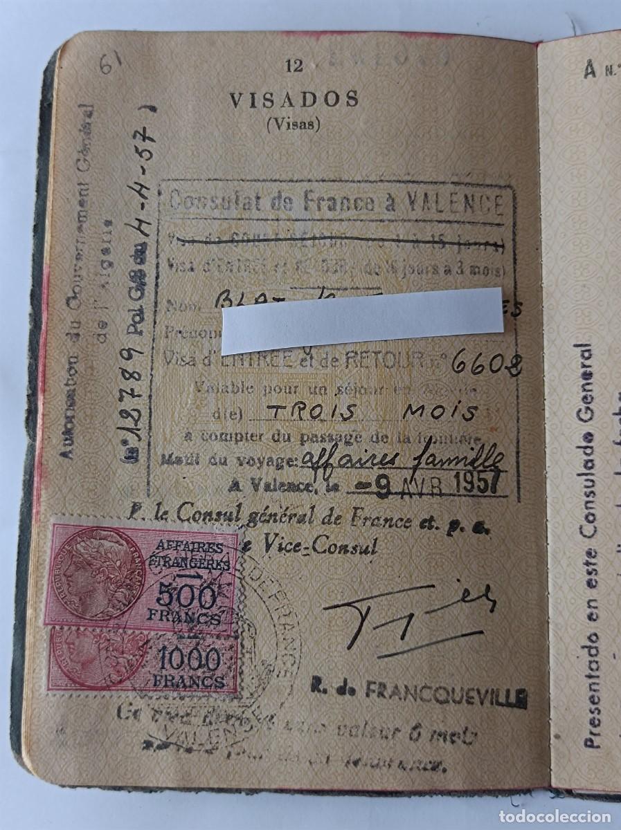 Documentos antiguos: PASAPORTE ESPA&Ntilde;A 1955 INCLUYE DOCUMENTOS FRANCESES - Foto 14