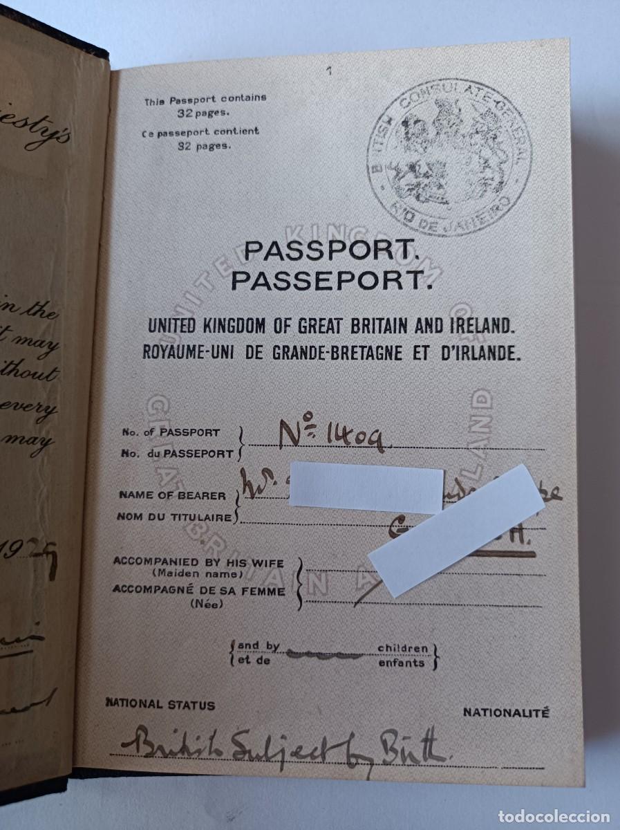 Documentos antiguos: PASAPORTE REINO UNIDO 1929 - Foto 3